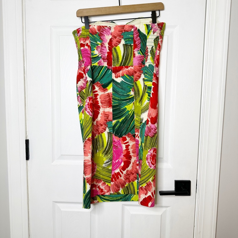 Nanette Lepore Floral Strapless Sheath Dress Womens 8 Pink Green Excellent Bold - Picture 3 of 7